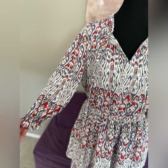 Dex Smocked Tiered Long Sleeve Mini Dress Red, Blue,‎ White Size L NWT - Picture 9 of 13